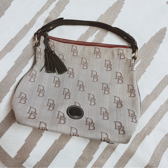 Vintage dooney & bourke monogram taupe shoulder bag with mini wallet - Picture 2 of 12
